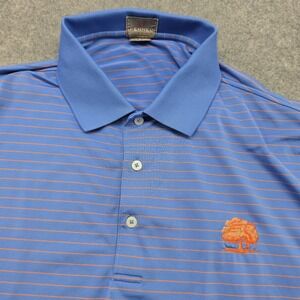 Fennec Polo Shirt Mens Large Blue White Striped Performance Golf Short Sleeve
